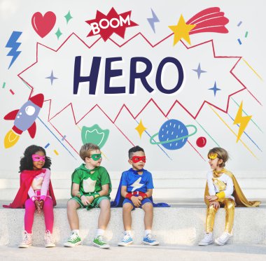 Birlikte oynayan süper kahraman çocukları