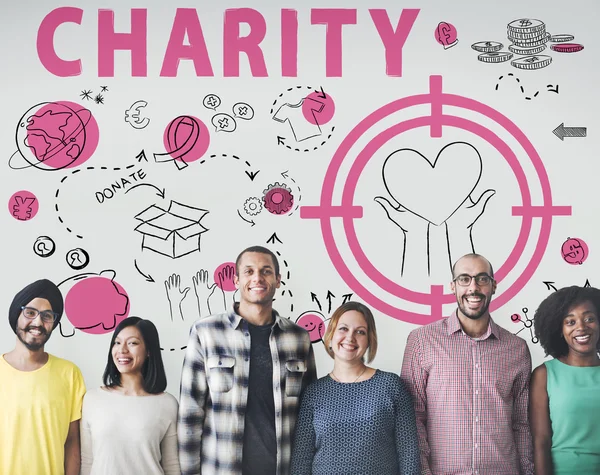 Diversiteit mensen met liefdadigheid — Stockfoto