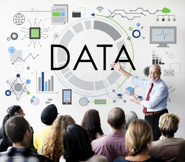 People at seminar with data — Stock Photo, Image