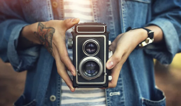Fotocamera vintage a due lenti — Foto Stock