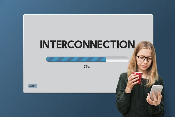 Conceptul de femeie și interconectare — Fotografie, imagine de stoc