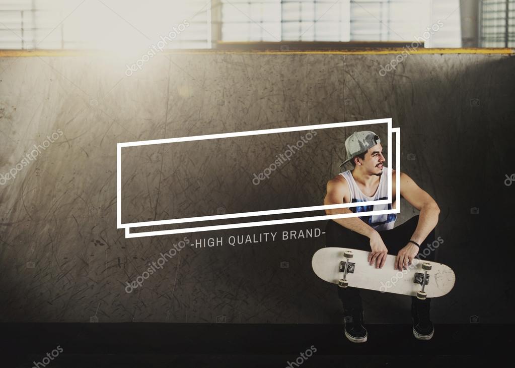 Hipster boy holding Skateboard, Extreme Concept