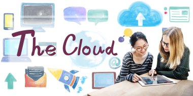 Öğrenci kızlar dijital tablet tarama