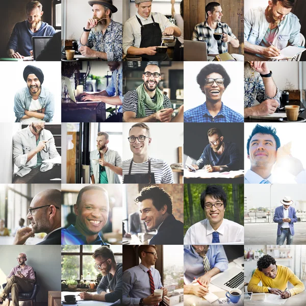 Colagem com homens diversidade — Fotografia de Stock