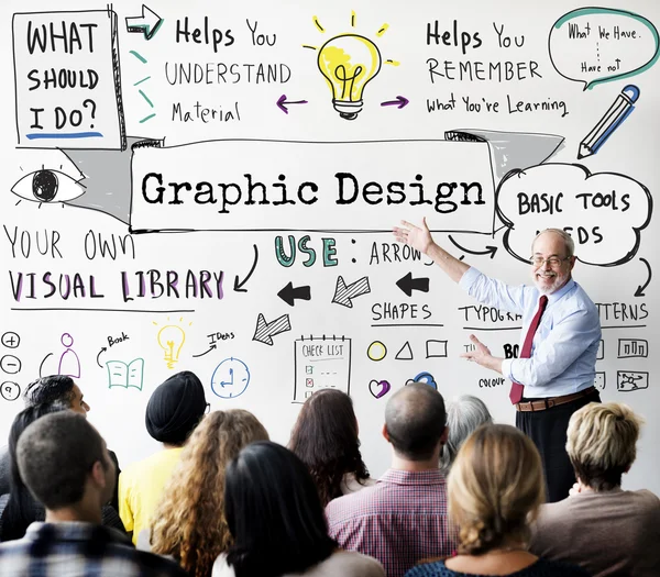 Mensen bij seminar met grafisch ontwerp — Stockfoto