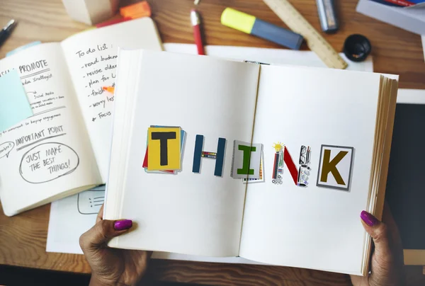 Woman holding diary with notes — Stock Photo, Image