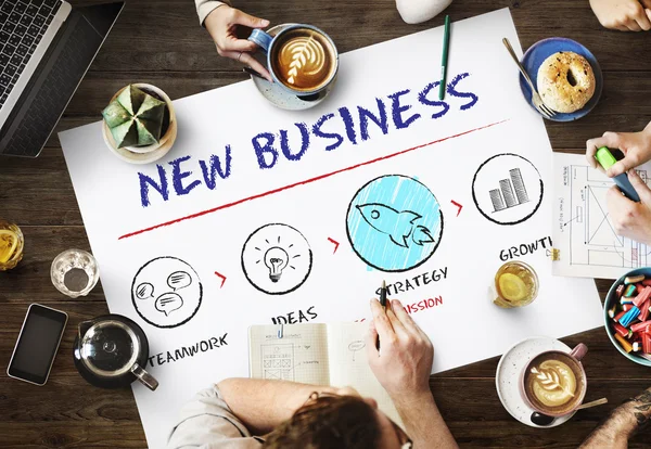 Tavolo con poster con concetto New Business — Foto Stock