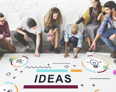 Kattaki insanlar çizim afiş 