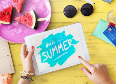 Yaz metin tablet Merhaba. 