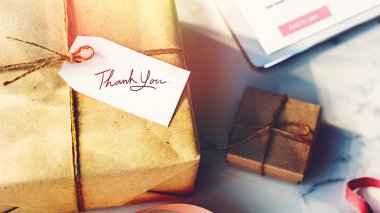 Present boxes and Thank You Message clipart