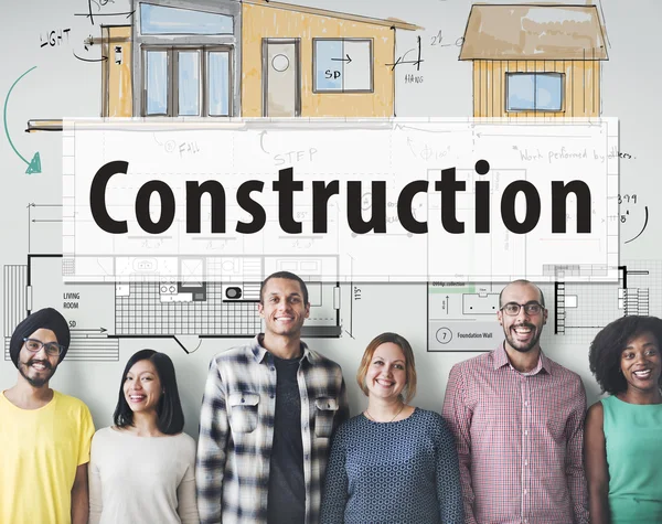 Diversidad personas con construcción — Foto de Stock