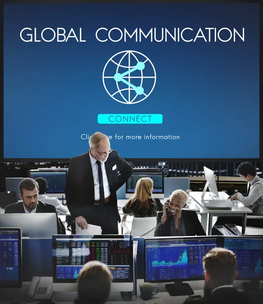 Werknemers van het bedrijf en Global Communication — Stockfoto