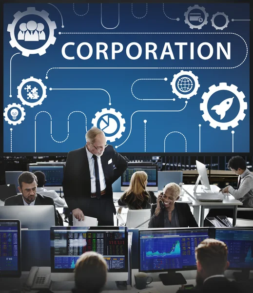 Trabalhadores de negócios e corporação — Fotografia de Stock