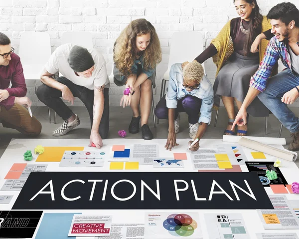 People drawing banner on floor — Stock Photo, Image