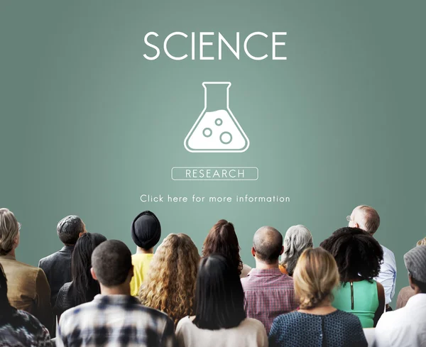 People at seminar with science — Stock Photo, Image