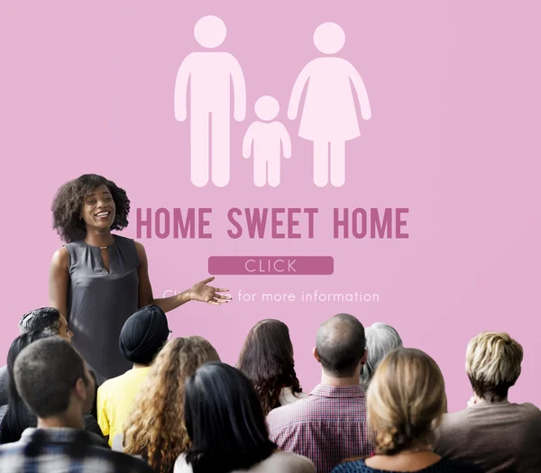 Mensen bij seminar met Sweet Home — Stockfoto