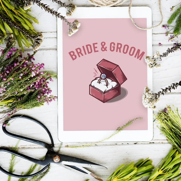 Tekst bruid en bruidegom — Stockfoto