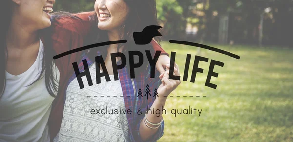 Foto com texto: Happy Life — Fotografia de Stock