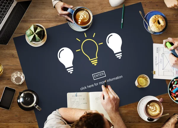 Table with poster with brainstorm concept — Stock Photo, Image