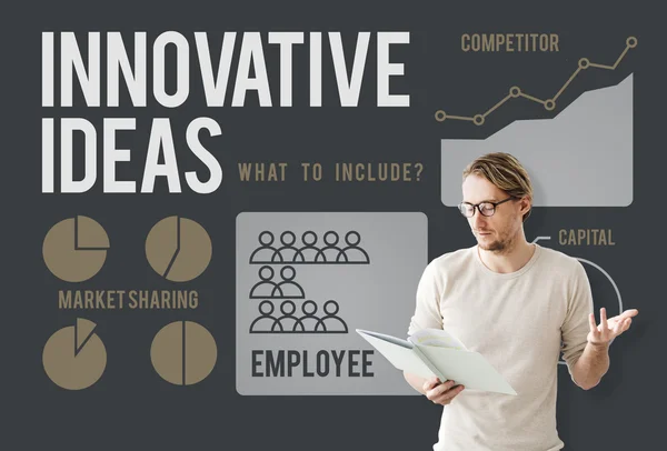 Biznesmen pracę z innowacyjnych pomysłów — Zdjęcie stockowe