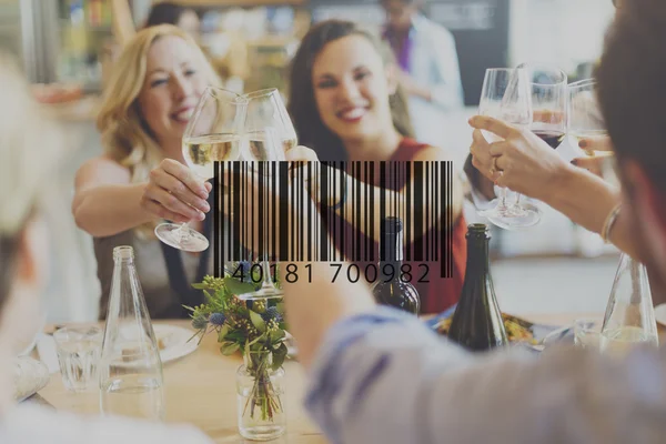 Happy women Toasting with wine at the restaurant — Stock Photo, Image