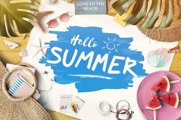 Hello Summer text on banner. — Stock Photo, Image