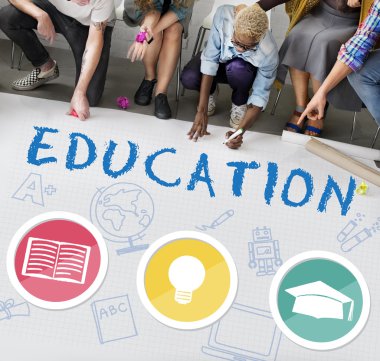 Kattaki insanlar çizim afiş