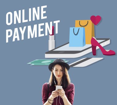 Kadın alışveriş Online kavramı