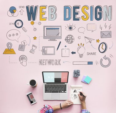 dizüstü bilgisayar ve Web tasarım konsepti