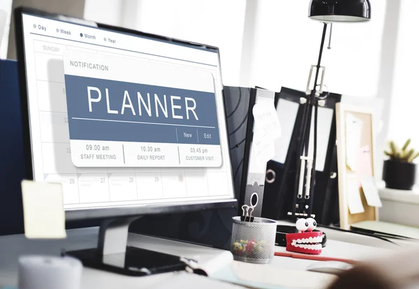 Tekst op het computerscherm: Planner — Stockfoto