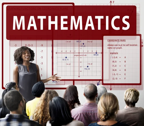 People at seminar with Mathematics — Stock Photo, Image