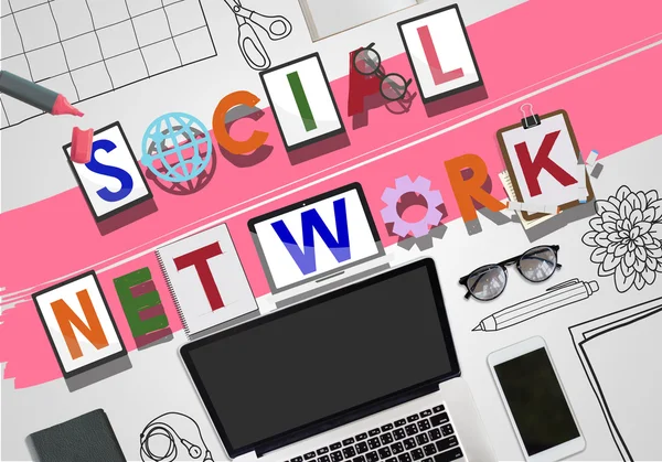 Computer e social network — Foto Stock