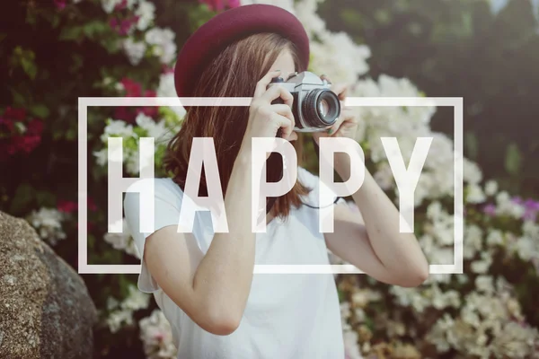 Girl making photo on Camera — Stock Photo, Image