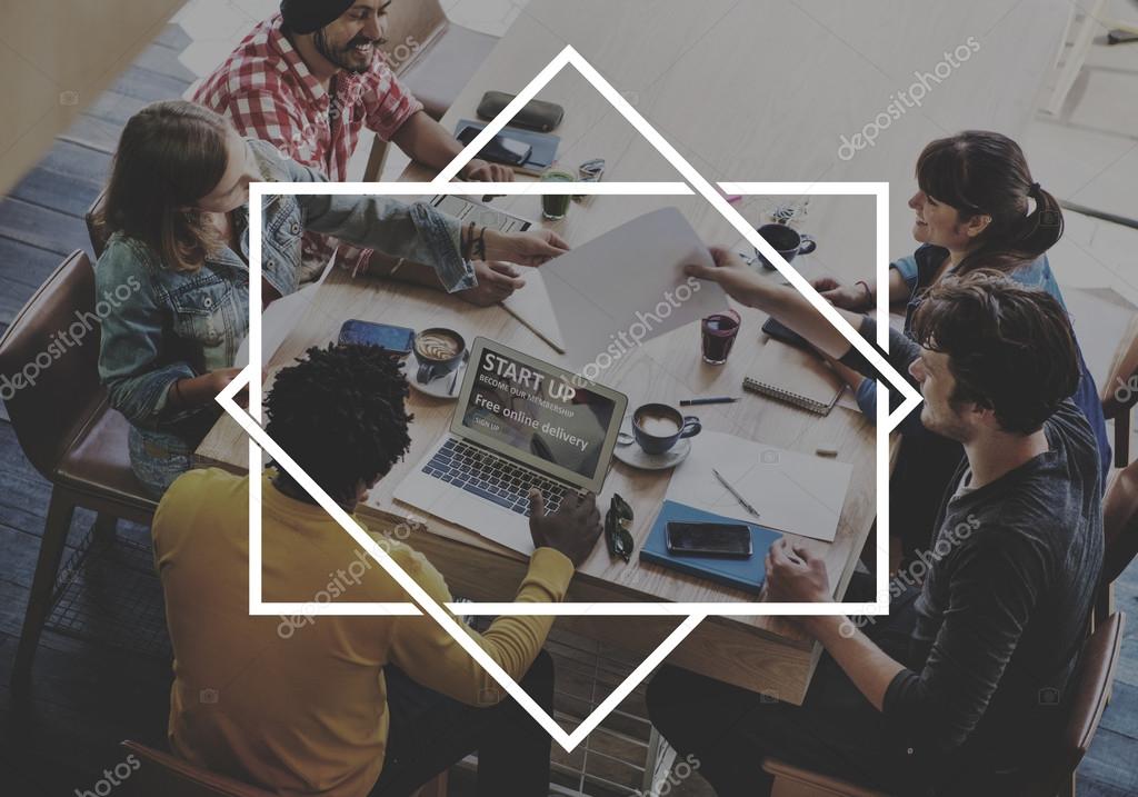 Group of diverse people working together, teamwork concept
