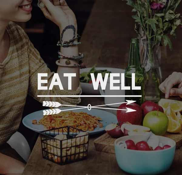 Smiling girl and Food — Stock Photo, Image