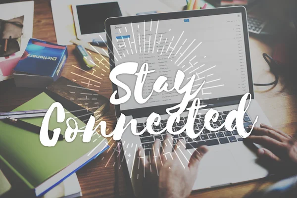 Laptop and Stay Connected Friendship Concept — Stock Photo, Image