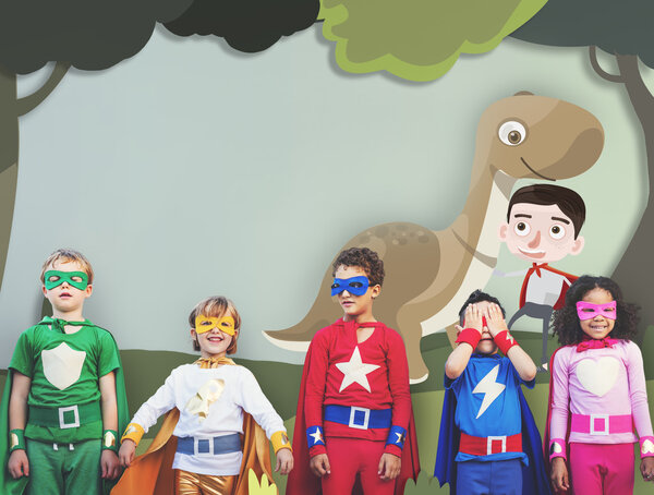 Children in costumes of superheroes