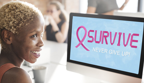 business woman working on computer with survive
