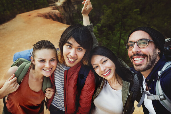 best friends hiking together