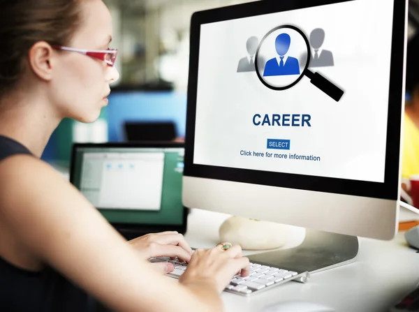 Businesswoman working on computer with Career — Stock Photo, Image