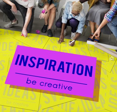 Kattaki insanlar çizim afiş