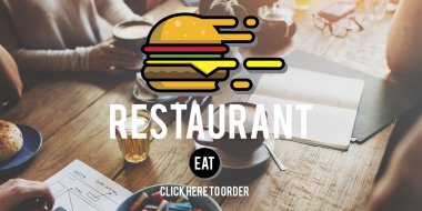 Menü restoranda sipariş şimdi Online kavramı