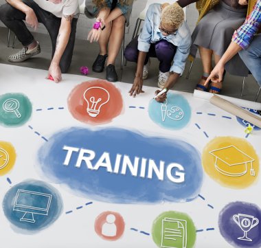 Kattaki insanlar çizim afiş