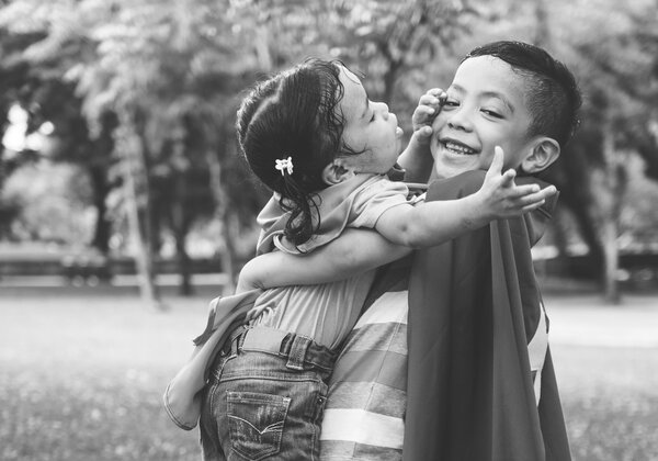 Brother Sister Playing at park