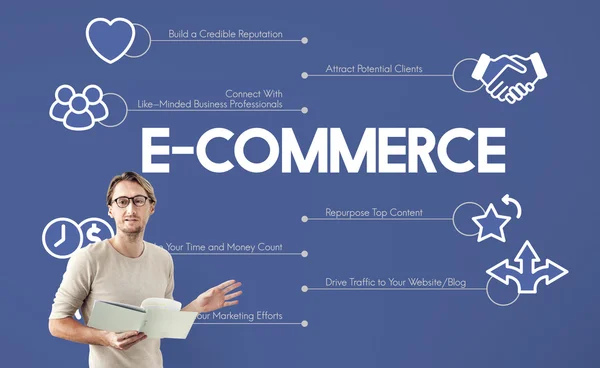 Biznesmen, pracy z e-commerce — Zdjęcie stockowe