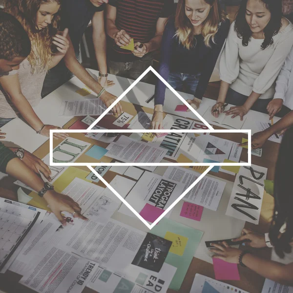 Students at workplace table — Stock Photo, Image