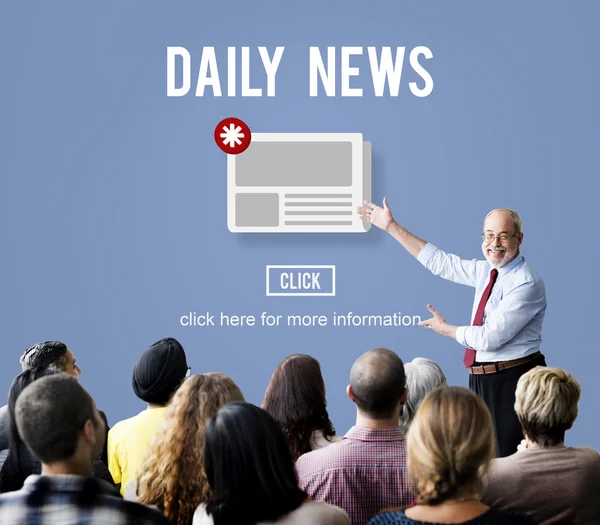 People at seminar with Daily News — Stock Photo, Image