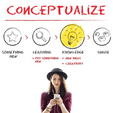 Akıllı telefon tarama şapkalı kadın