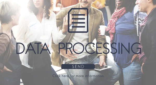 People at coffee break and Data Processing — Stock Photo, Image