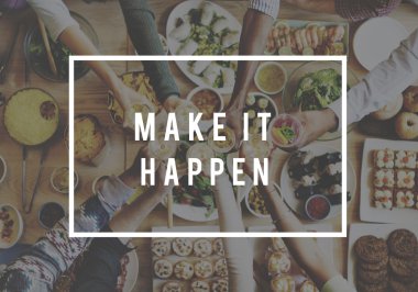 table with food and Make it Happen clipart